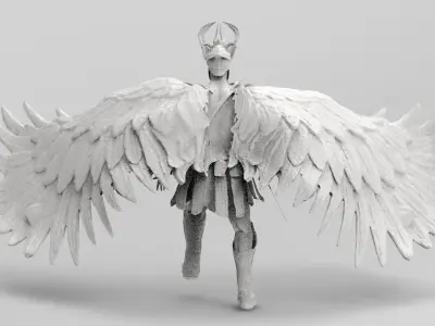 Angel warrior Full wings wide open 3D model