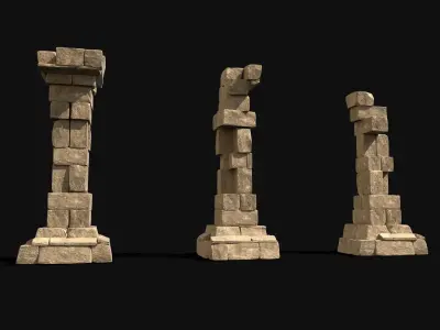 ARABIC DESERT COLUMN RUINS PILE PEDESTAL EGYPTIAN SAND STONE Low-poly 3D model