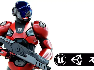 CYBER SOLDIER R-700 Rigged for Unreal Engine - Unity - MIXAMO 3D model