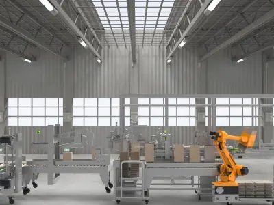 Packaging machine production process line 3D model