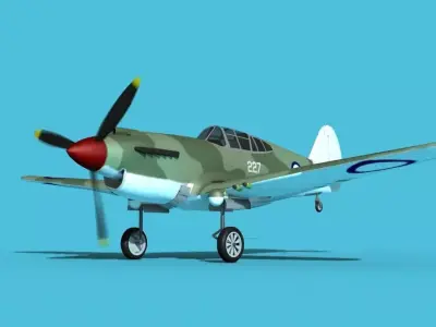 Curtiss P-40B Tomahawk V09 New Zealand 3D model