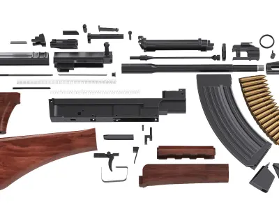 VZ-58 Assault Rifle with Inner Workings 3D model