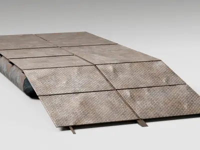 Old metal army floating bridge pontoons da1 Low-poly 3D model