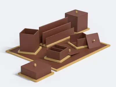 Concrete Desk Organizer Set - Items 3D model