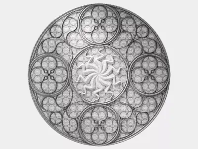 Gothic stained glass round window 3D model