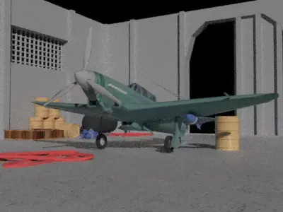 Yak-9 airplane with propellers Low-poly 3D model
