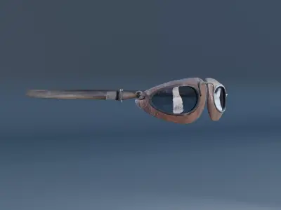 Worn Vintage Aviator Goggles Low-poly 3D model
