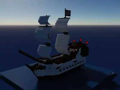 Voxel Pirate Ship Low-poly 3D model