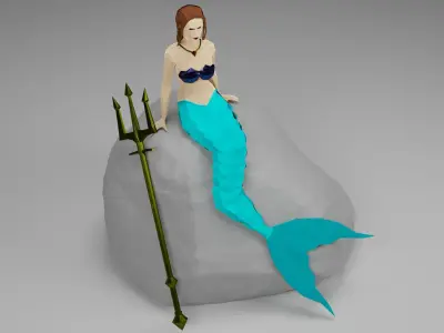 Magical Mermaid Siren Sea maiden Oceanid Lowpoly Rigged  Low-poly 3D model