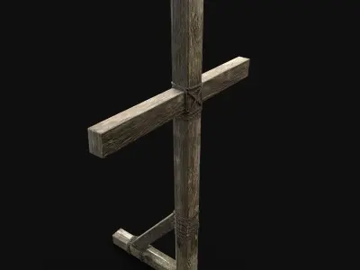 CROSS BIBLICAL JESUS CHRIST GOD SYMBOL WOODEN TORMENT CRUCIFIX Low-poly 3D model