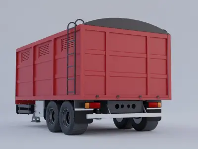 Agricultural Trailer Low-poly 3D model