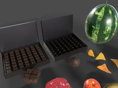 Vegetable Foods Meats and Others Collection Low-poly 3D model