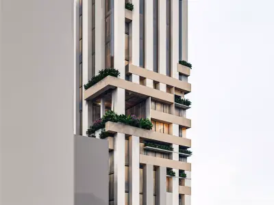 Modern high rise mixed used building 3D model