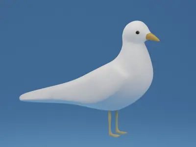 Cartoon Cute Bird Seagull Low-poly 3D model