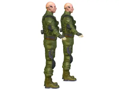 Subdivision 3d Men Military Solder Armor Low-poly 3D model