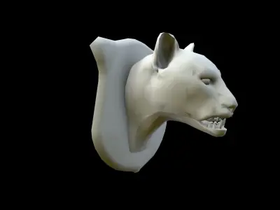 Cougar Head Low-poly 3D model