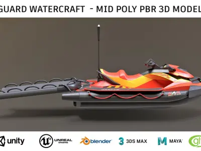 Lifeguard Watercraft Low-poly 3D model