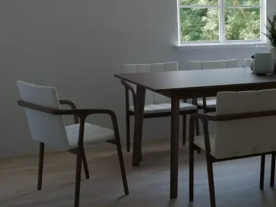 Dining Set 8 Chairs B2C Elm 3D model