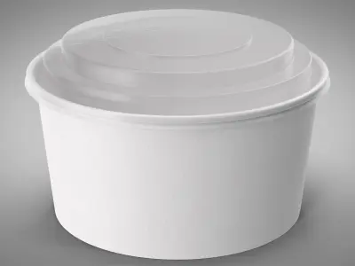 Paper Food Bowl with Clear Lid for Soup for Salad 32 Oz 1000 ml Mockup 3D model