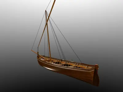 Latin Sail Fishing Boat Low-poly 3D model