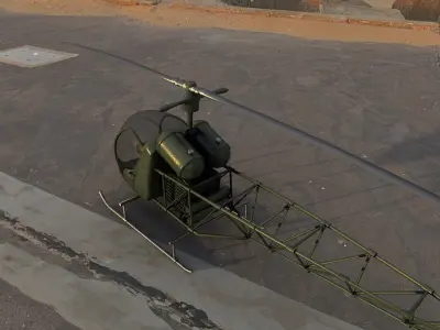 Bell 47 Helicopter Low-poly 3D model