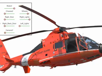 Eurocopter MH 65 Dolphin Coast Guard Rigged 3D model purchase