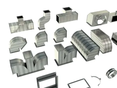 High Detail Stainless Ventilation Set 57 Parts 3D model