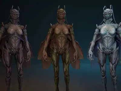 Insect girl Low-poly 3D model