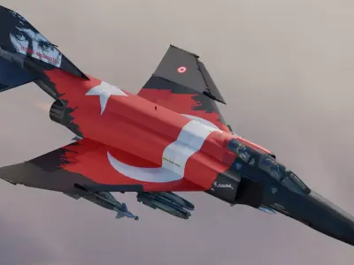 F4 Phantom 2 Turkey-With Cockpit-Fully Rigged-High Resolution Low-poly 3D model