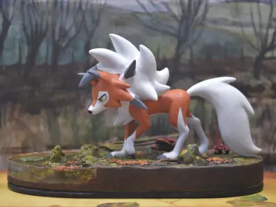 Dusk Lycanroc Diorama - 3D model -STL 3D model