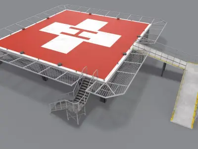 Helipad Hospital --319-- Low-poly 3D model