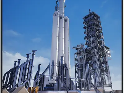 Rocket Launch Pad And Interior  Modular Environment Low-poly 3D model