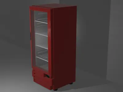 Commercial Freezer for Drinks - Red Low-poly 3D model