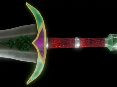  Free Elven fantasy Sword Lowpoly Free low-poly 3D model