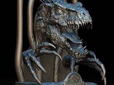 Indoraptor Jurassic world head bust statue 3D model