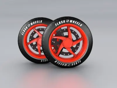 Wheels Collection tire and rim with button 3D model