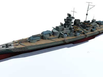 Bismarck battleship Low-poly 3D model