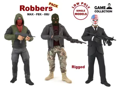 Robbers Pack Low-poly 3D model