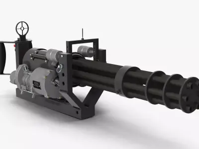 M134 Minigun With Mounting Bracket Clean Low-poly 3D model