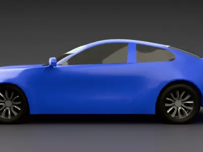 Modern Luxury Sedan Low Poly 3D Model Low-poly 3D model