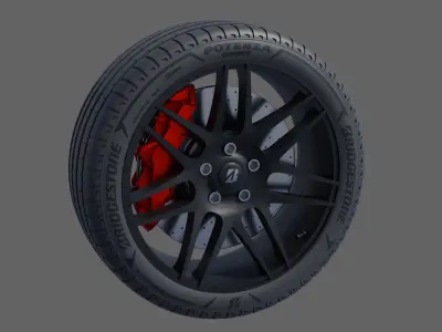 3d Wheel Model of Bridgestone POTENZA SPORT Low-poly 3D model