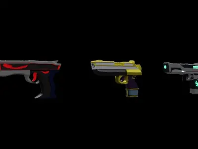 Fantasy Mage Tech Gun Pack for Games Free low-poly 3D model