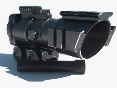 Weapon Set Collimator Scope and Silencer HP 3D model