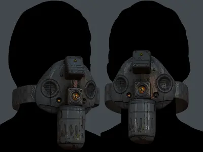 Gas mask helmet 3d model scifi Low-poly  Low-poly 3D model