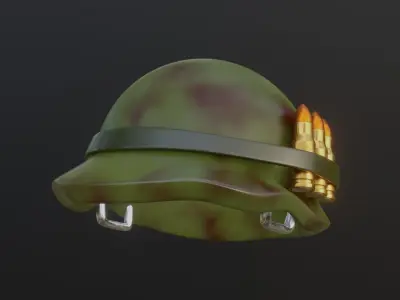 Stylized Army Helmet 3D Model - Bullet Detail Included 3D model