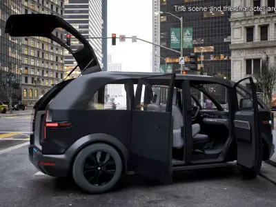 Electric Minibus Premium Black Rigged for Cinema 4D 3D model