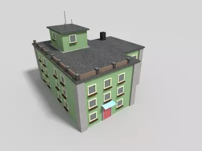 low poly building 2 Low-poly 3D model