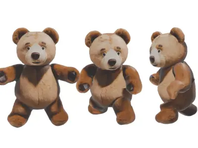Teddy Bear Rigged and Animated Low-poly 3D model