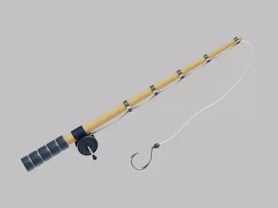 Cartoon Fishing Rod Low-poly 3D model