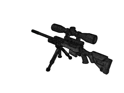 Matte Black Sniper Rifle 3D Model 3D model